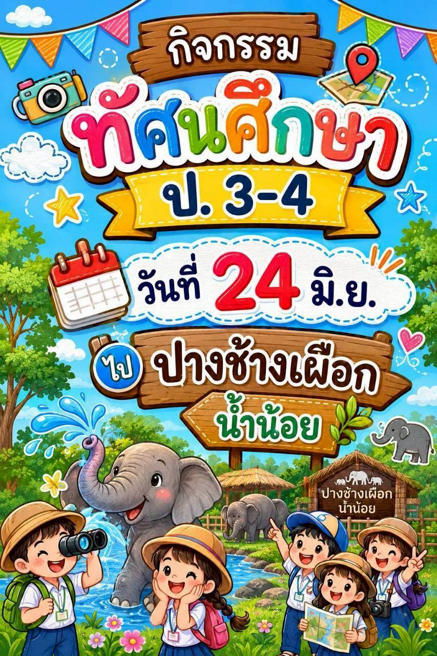 ป. 3-4 ทัศนศึกษา ปางช้างเผือก ต. น้ำน้อย อ.หาดใหญ่ จ.สงขลา